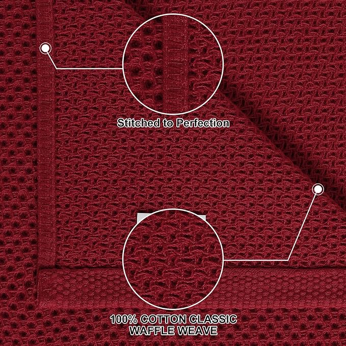 Homaxy 10 Pack 100% Cotton Kitchen Towels and Dishcloths Set, Burgundy | 12 x 12 Inches and 13 x 28 Inches Kitchen Towels Set, Ultra Soft Absorbent Dish Cloths for Washing Dishes