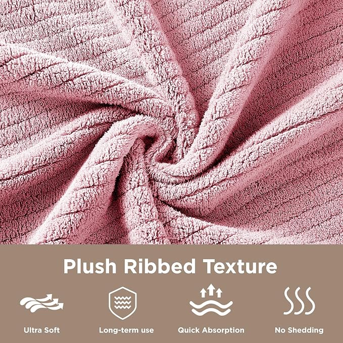 8 Piece Bath Towels Set, 2 Oversized 35 * 70 in Bath, 2 Hand, 4 Wash | Luxury Soft Microfiber, Super Absorbent Thick, Quick Dry, Shower Towels for Bathroom, Spa & Hotel, Pink