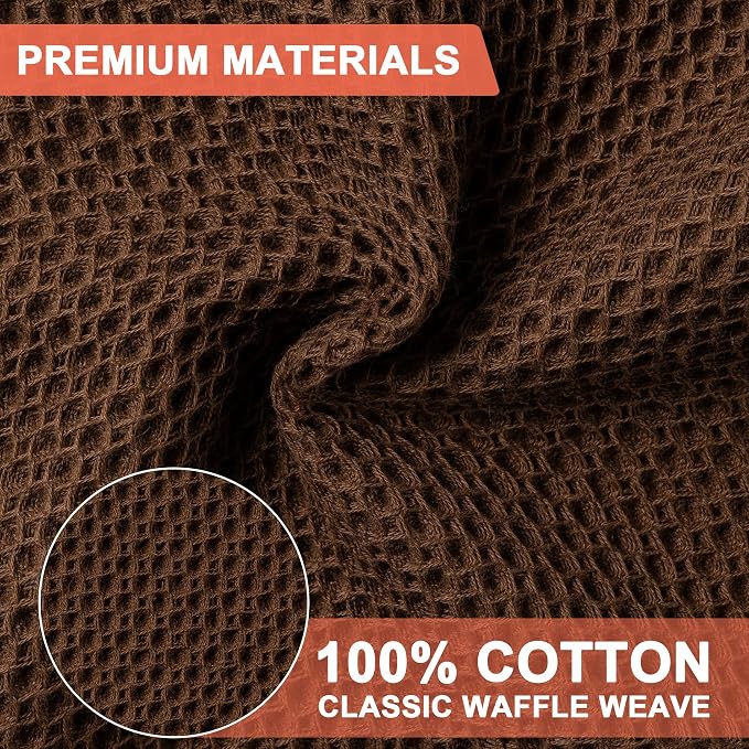 Kitchen Towels 6-Pack Kitchen Dish Cloths,100% Cotton,12x12 In,Dark Brown | Towels Waffle Weave,Ultra Soft Absorbent, Quick Drying