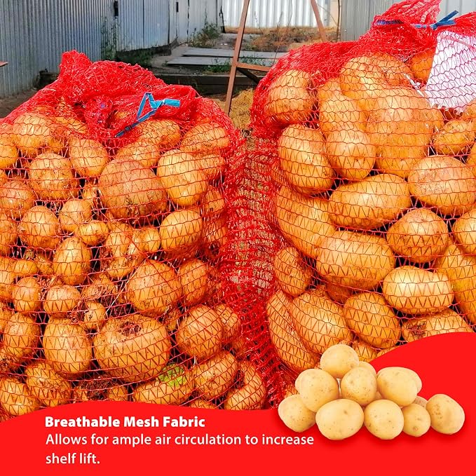 24 Pack 31'' x 20'' Mesh Onion Bags, Reusable Drawstring Fresh Produce Storage Bags for Onions, Vegetables, Potatoes, Citrus, Crawfish Firewood