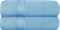 GLAMBURG 700 GSM Premium Cotton 2-Pack Oversized Extra Large Bath Sheet Set - 100% Combed Cotton - 2 Bath Sheets 35x70 - Luxury Hotel & Spa Quality - Durable Ultra Soft Highly Absorbent - Sky Blue