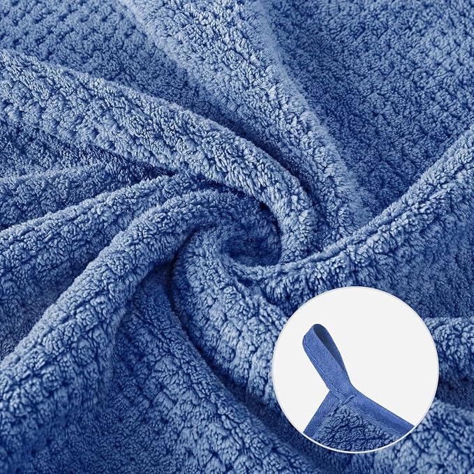 MaopaoBeauty 2 Pack Bath Towel Set 35" x 70", Extra Large Waffle Bath Towel Set, Microfiber Super Soft Highly Absorbent, Sturdy Quick Drying Towels for Bathroom, Gym, Sports, Yoga (2PCS Light Blue)