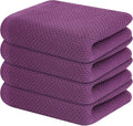 Kitinjoy 100% Cotton Waffle 4-Pack Kitchen Towels, 13" x 28", Violet | Super Soft, Ultra-Absorbent, Fast Drying, lightweight, Quick Drying Kitchen Hand Towels
