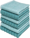 Bumble Premium Dish Cloths 13"x13" (6 Pack) | 100% Natural Ring Spun Cotton | 400 GSM | Highly Absorbent & Soft |Yarn Dyed & Solid Dyed Terry Dish Cloth Set - Aqua