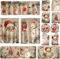 13 Pcs Christmas Kitchen Sets with Santa Snowman Kitchen Towels Christmas Tree Nonslip Mats Curtains Valance Pot Holders Oven Mitts for Xmas Home Decoration Cooking Baking Gift