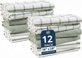 LANE LINEN Kitchen Towels Set - Pack of 12 Cotton Dish Towels for Drying Dishes, 18”x 28”, Premium Hand Towels, Tea Towel, Quick Drying Kitchen Towel Set - Olive