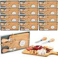 12 Sets Bridal Shower Favor Prizes Charcuterie Board,Bamboo Color | Bamboo Cheese Board with Knife Fork Thank You Tag, Gift Box for Guests, Valentines Wedding Baby Shower Party Favors
