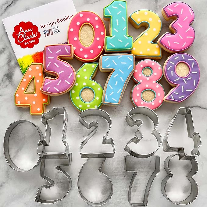 Ann Clark Number Cookie Cutter Set of 9, Made in USA | Includes: #1, #2, #3, #4, #5, #6/#9, #7, #8, #0, Perfect Size & Shape, From America's Largest Cookie Cutter Maker