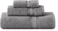 LANE LINEN Bathroom Towel Set 3 Piece Soft Absorbent Quick Dry - Cool Grey | Pack Of Towels - Coordinated Colors, Dobby Border Accent, OEKO-TEX Certified, Zero-Twist Durability, Zero-Twist Cotton