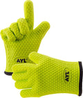 AYL Silicone Smoker Oven Gloves - Extreme Heat Resistant BBQ Gloves - Handle Hot Food on Your Grill, Pit & Turkey Fryer | Waterproof Meat Handling Mitts with Cotton Layer | Ultimate Set + Bonuses