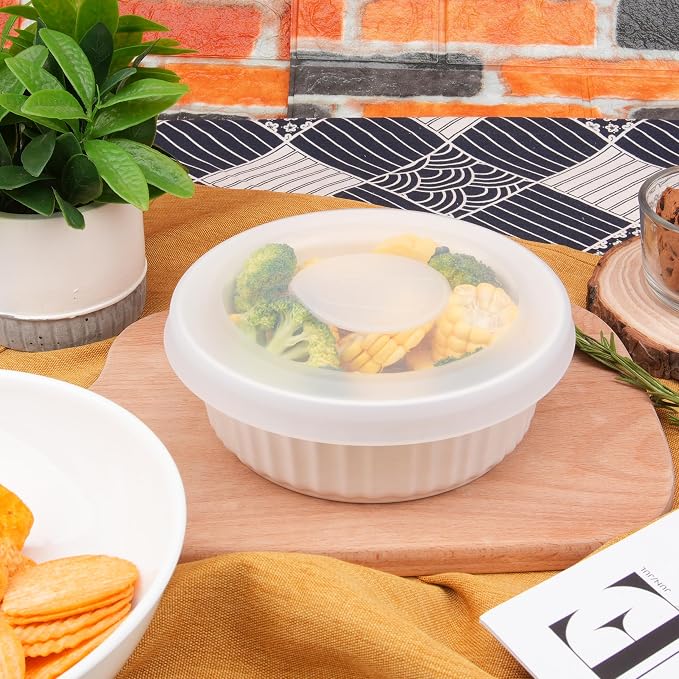Silicone Lids for CorningWare 24 Ounce Round Dish, 2 Pack Reusable Covers for CorningWare F-24-PC French White Baking Dish (Dish not Included) Dishwasher & Microwave & Freezer Safe