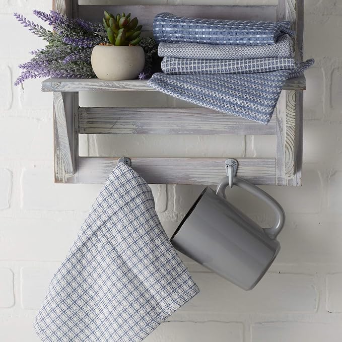 DII Everyday Kitchen Assorted Dishcloth Set of 5, 12x12, Stonewash Blue