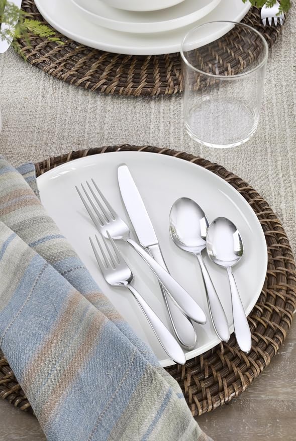 Oneida Mooncrest Satin 20-Piece 18/0 Silverware Set for 4, Flatware | satin finish, dishwasher safe | includes knives, forks, and spoons | heavy duty, cutlery set for kitchen and dining, utensils