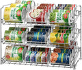 Simple Houseware 3-Tier Stackable Can Organizer Rack Hold 36 Cans, Chrome | Can Food Storage Dispenser for Pantry/Cabinet, Adjustable Dividers – 11.5" D x 17" W x 13.75" H