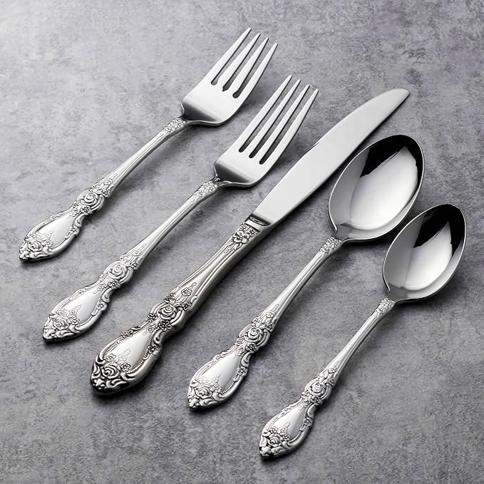 Oneida Wordsworth 20-Piece 18/0 Silverware Set for 4, Flatware | mirror finish, dishwasher safe | includes knives, forks, and spoons | cutlery set for kitchen and dining