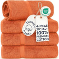 Chakir Turkish Linens 4 Piece Extra Large Bath Towels, 100% Cotton Luxury Turkish Towels for Bathroom, Soft Absorbent Bath Towels, 30 x 60 Inches, Coral
