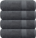 GLAMBURG Premium Cotton 4 Pack Bath Towel Set - 100% Pure Cotton - 4 Bath Towels 27x54 - Ideal for Everyday use - Ultra Soft & Highly Absorbent - Charcoal