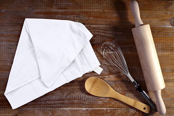 Utopia Kitchen White Flour Sack Towels [6 Pack - 28 x 28 Inch] 100% Cotton | Tea Towels for Cleaning & Drying - Highly Absorbent Kitchen Dish Cloth