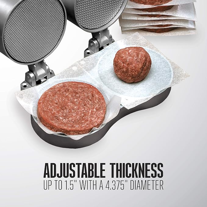 Weston Burger Press, Makes 4 1/2" Diameter Patties for Hamburger, Crab Cakes, Sausage, 1/4lb to 3/4lb, with Spring Ejector for Easy Removal, Double, Non-stick Heavy-Duty Cast Aluminum (07-0701)