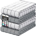 Homaxy Large Premium Cotton Kitchen Towels 16"x 28", 4 Pack, Grey | Natural Ring Spun 390 GSM Dish Towels, Super Absorbent Terry Kitchen Hand Towels, Soft Tea Towels with Hanging Loop