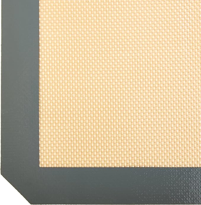 Amazon Basics Non-Stick Silicone Baking Mat, Food Safe, Dishwasher Safe, Heat Resistant, 16.5" x 11.6", Beige/Gray, Rectangular, 4-Pack
