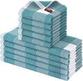 Homaxy Kitchen Towels and Dishcloths Set, Set of 10, White & Lake Blue | Bulk Cotton Waffle Weave Check Plaid Kitchen Towels, Super Soft and Absorbent Dish Cloths, 12 x 12 and 13 x 28 Inches