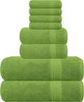 GLAMBURG Ultra Soft 8-Piece Towel Set - 100% Pure Ringspun Cotton, Contains 2 Oversized Bath Towels 27x54, 2 Hand Towels 16x28, 4 Wash Cloths 13x13 - Ideal for Everyday use, Hotel & Spa-Kiwi Green