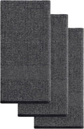 Mordimy Premium Large Cotton Kitchen Towels (18"x 28", 3 Pack), Black | 100% Ring Spun Cotton, Super Absorbent, 380 GSM, Flat & Terry, Soft, Hanging Loop Dish Towels