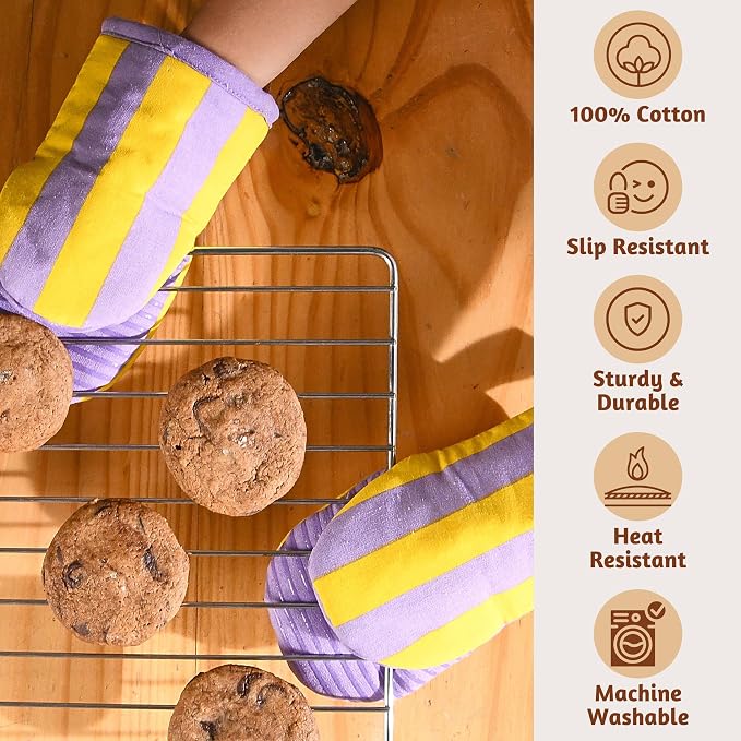 Folkulture Halloween Oven Mitts, Set of 2, Heat Resistant - (5.75"x9") | 100% Cotton, Non Slip, Heat Resistant, Silicone, Mini Mits with Hanging Loop, Kitchen Décor, Cooking Gifts, Halloween Décor