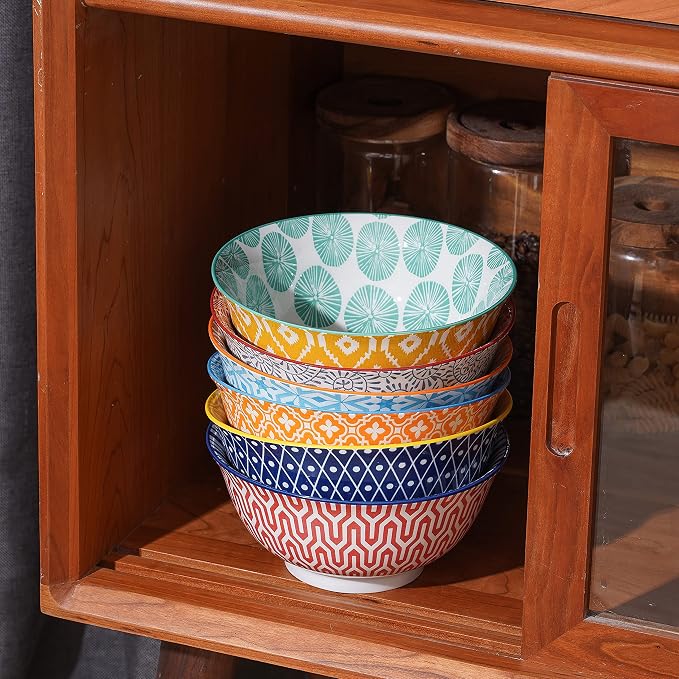 Selamica Porcelain Ice Cream Bowls Set of 6, Small Bowls, Assorted Colors | Ceramic bowls for Dessert, Ice Cream