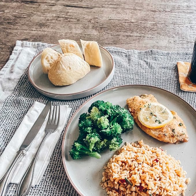 Mora Ceramic Flat Plates Set of 6-8 in - The Dessert, Salad, Appetizer, Small Lunch, etc Plate. Microwave, Oven, and Dishwasher Safe, Scratch Resistant. Kitchen Porcelain Dish - Earl Grey