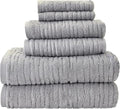 SKL Home CloudSoft Bath Towel Set, 6-Piece, 100% Cotton Luxury, Gray | 2 Bath towels, 2 hand towels, 2 washcloths. Premium spa-level quality. 600/520 GSM weight. Ultra plush & absorbent.