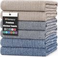 Homaxy 380 GSM Cotton Premium Kitchen Towels 6 Pack, 18"x 28", Multicolor | Flat and Terry Dish Towels, Highly Absorbent Tea Towel Set with Hanging Loop, Soft Utility Kitchen Hand Towels
