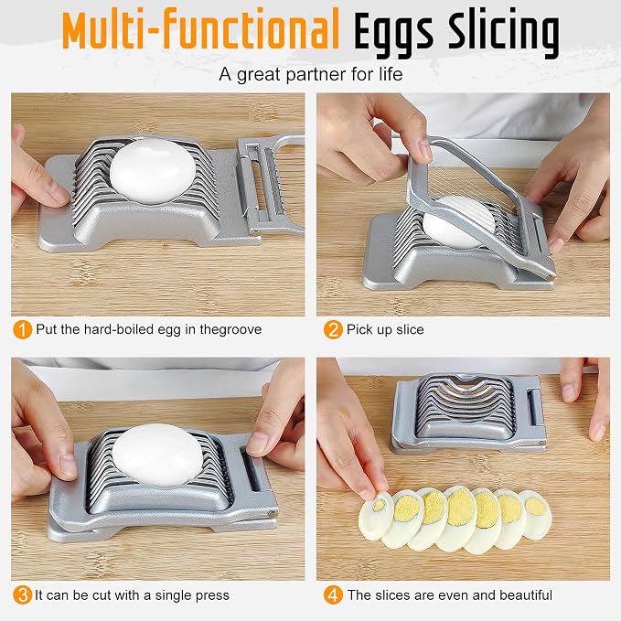 Multipurpose Heavy Duty Aluminium Egg Slicer, Stainless Steel Wire, Green | Dishwasher Safe, Rust Resistant, Egg Cutter for Hard Boiled Eggs, Soft Food and Soft Fruit, Salads, Butter, Cheese, Spam