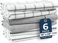 LANE LINEN Cotton Kitchen Towels and Dish Cloths Set, 6-Pack – Absorbent, Quick-Drying Dish Towel, 18" x 28", Soft, Premium Hand and Tea Towels - Grey