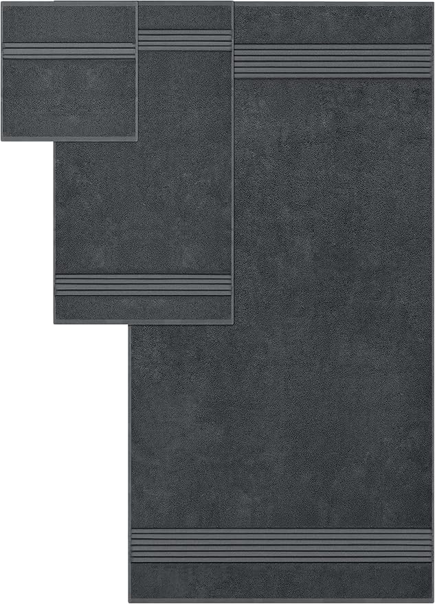 Utopia Towels 8 Piece Premium Towel Set, 2 Bath, 2 Hand, and 4 Washcloths, 100% Ring Spun Cotton, Highly Absorbent Towels for Bathroom, Sports, and Hotel, Grey (Pack of 3)