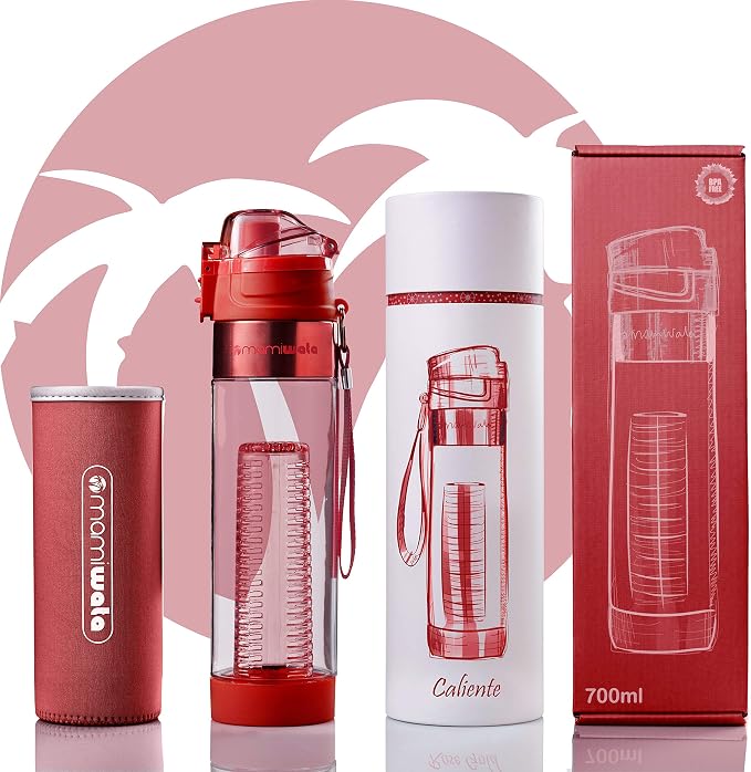 MAMI WATA Fruit Infuser Water Bottle – 24 oz BPA-Free Tritan Fruit Infused Plastic Water Bottle for Women Recipes eBook & Insulating Sleeve & Gift Box