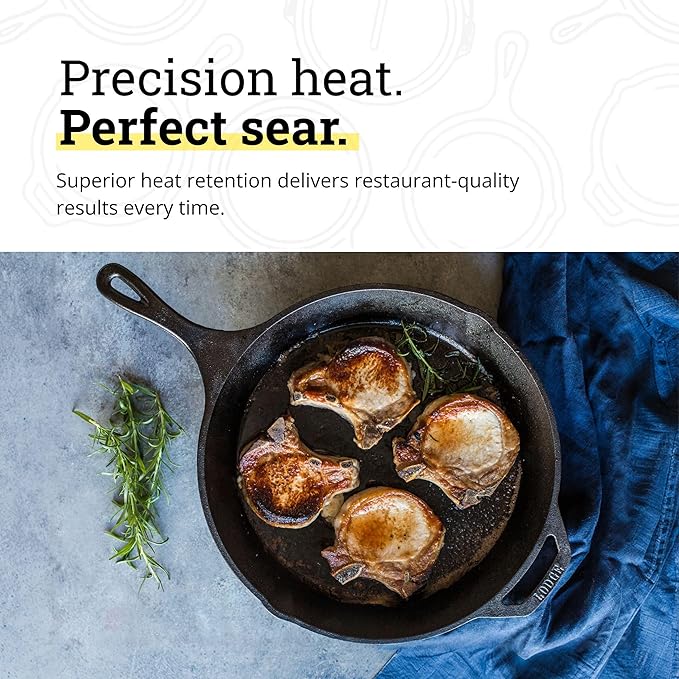 Lodge Seasoned Cast Iron Skillet 13.25 Inches - PFAS-Free, Non-Toxic Cookware - Use with an Oven, Stove, Grill, or Campfire - Naturally Non-Stick & Oven Safe