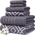 Modern Threads 6 Piece Bath Towel Set – Bathroom Set with 2 Bath Towels, 2 Hand Towels, and 2 Wash Cloths – 100% Cotton, Super Absorbent & Extra Soft – Reversible Classic Diamond (Purple)