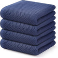 Kitinjoy 100% Cotton Waffle 4-Pack Kitchen Towels, 13" x 28", Navy Blue | Super Soft, Ultra-Absorbent, Fast Drying, lightweight, Quick Drying Kitchen Hand Towels