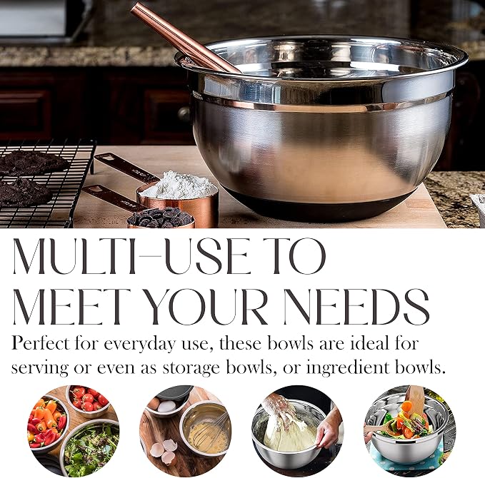 Bellemain Stainless Steel Mixing Bowls with Airtight Lids Set - Set of 5