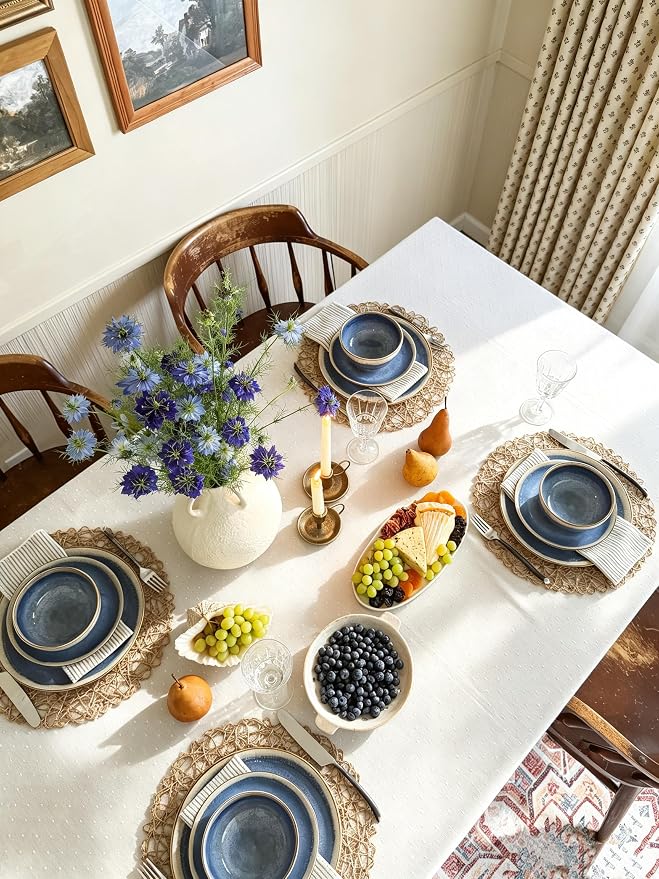 Sweejar 12 Pieces Ceramic Dinnerware Sets for 4, Periwinkle Purple | Gradient Glaze Plates and Bowls Set, Microwave & Dishwasher Safe, Stackable Dish Set, Scratch Resistant Dishware Sets