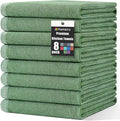 Homaxy 380 GSM Cotton Premium Kitchen Towels 8 Pack, 18"x 28", Grass Green | Flat and Terry Dish Towels, Highly Absorbent Tea Towel Set with Hanging Loop, Soft Utility Kitchen Hand Towels
