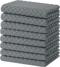 Homaxy 100% Cotton Terry Kitchen Towels(15" x 25", 8 Pack), Dark Grey | Soft and Super Absorbent Dish Towels, 380 GSM Reusable Tea Towel with Hanging Loop, Pineapple Grid Designed