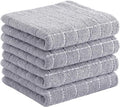 Homaxy 100% Cotton Terry Kitchen Towels, 4 Pack, Light Grey | Ultra Soft and Absorbent Dish Towels for Kitchen, Suitable for Drying and Washing Dishes