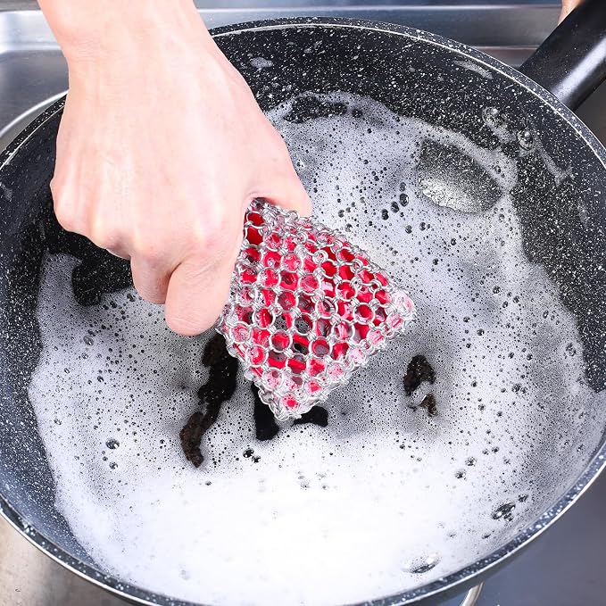 TEZZ Cast Iron Scrubber, Skillet Chainmail Scrubber for Cast Iron Pan - Chain Mail Scrubber Cast Iron Sponge - Metal Scrubber Cast Iron Skillet Cleaner, Wok, Frying Pans, Dutch Oven Cleaning Scrubber