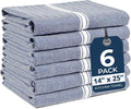 Lane Linen Kitchen Towel Set, 6 Pack 100% Cotton Hand Towels for Kitchen, Dish Towels for Drying Dishes, Lint Free, 14"x25", Good for Cleaning Windows, Ceramic Surface, Glass Stovetops - Blue Chambray