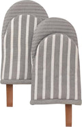 Folkulture Oven Mitts, Striped Gray, Set of 2, Heat Resistant - (5.75"x9") | 100% Cotton, Non Slip, Silicone, Cute Striped Mini Mits with Hanging Loop, Kitchen Décor, Cooking Gifts, New Home Essentials
