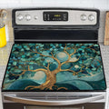 NYZE Stove Top Cover for Electric Stove 28x20 Inch Silicone Stove Topper & Protector, Decorative Kitchen Mat for Electric/Glass Stove Top (Teal Swirl Tree)