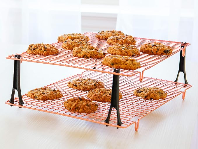 Nordic Ware Stackable Cooling 2 Copper Racks Plus 4 Snap-On Legs, 16.875 in × 11.5 in × 0.75 in